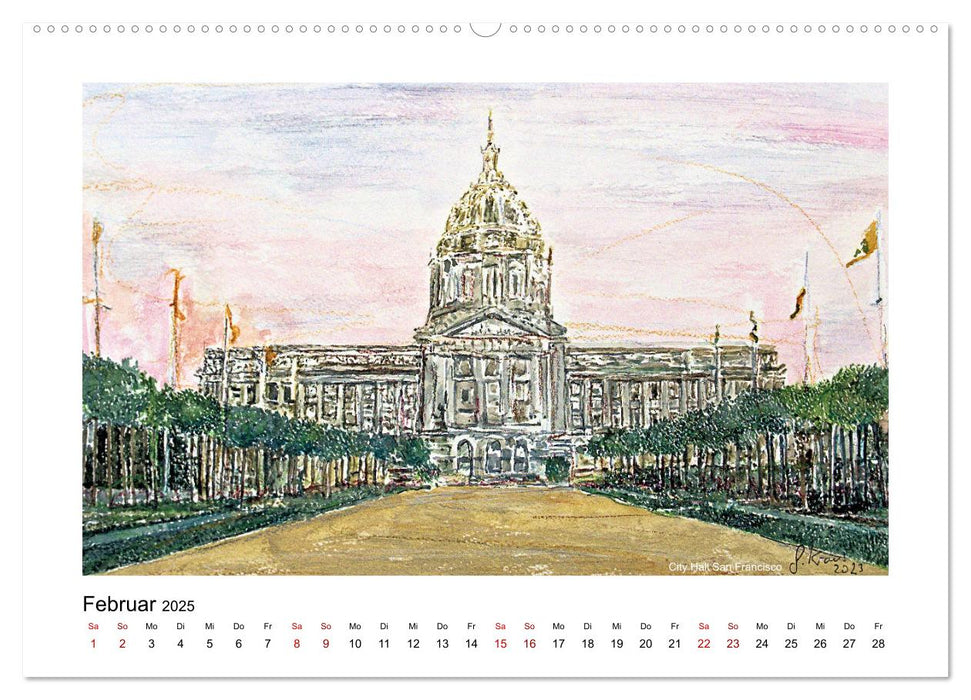 San Francisco in stillen Aquarellen (CALVENDO Wandkalender 2025)