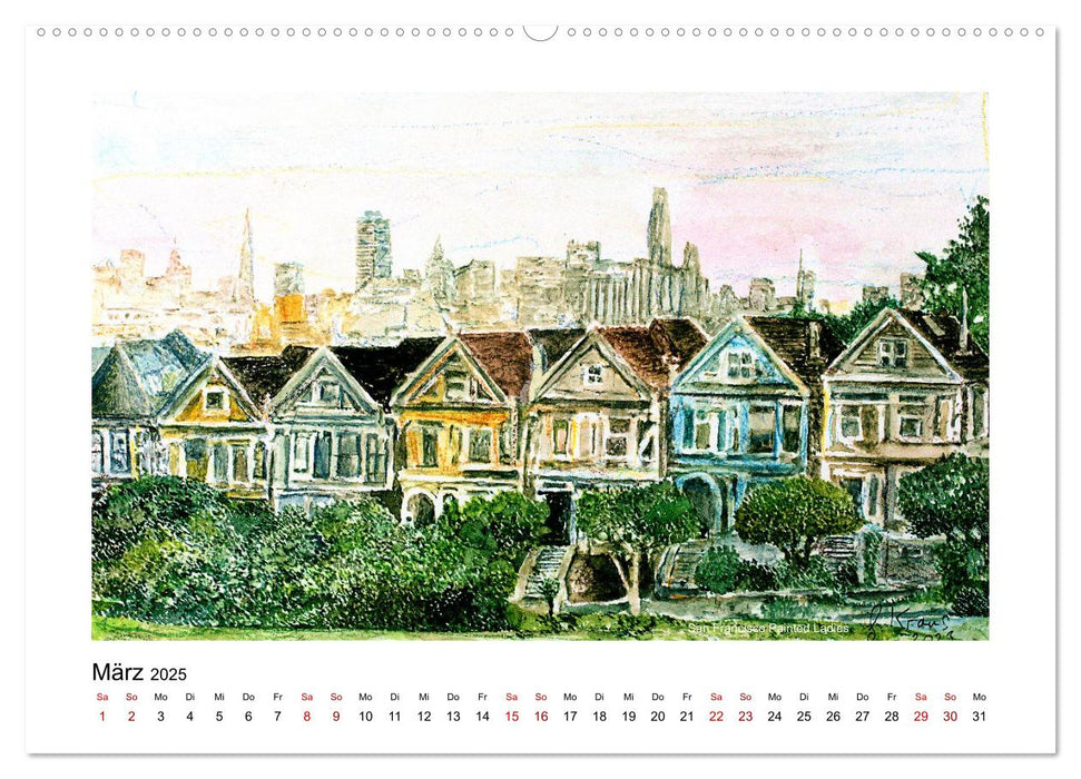 San Francisco in stillen Aquarellen (CALVENDO Premium Wandkalender 2025)
