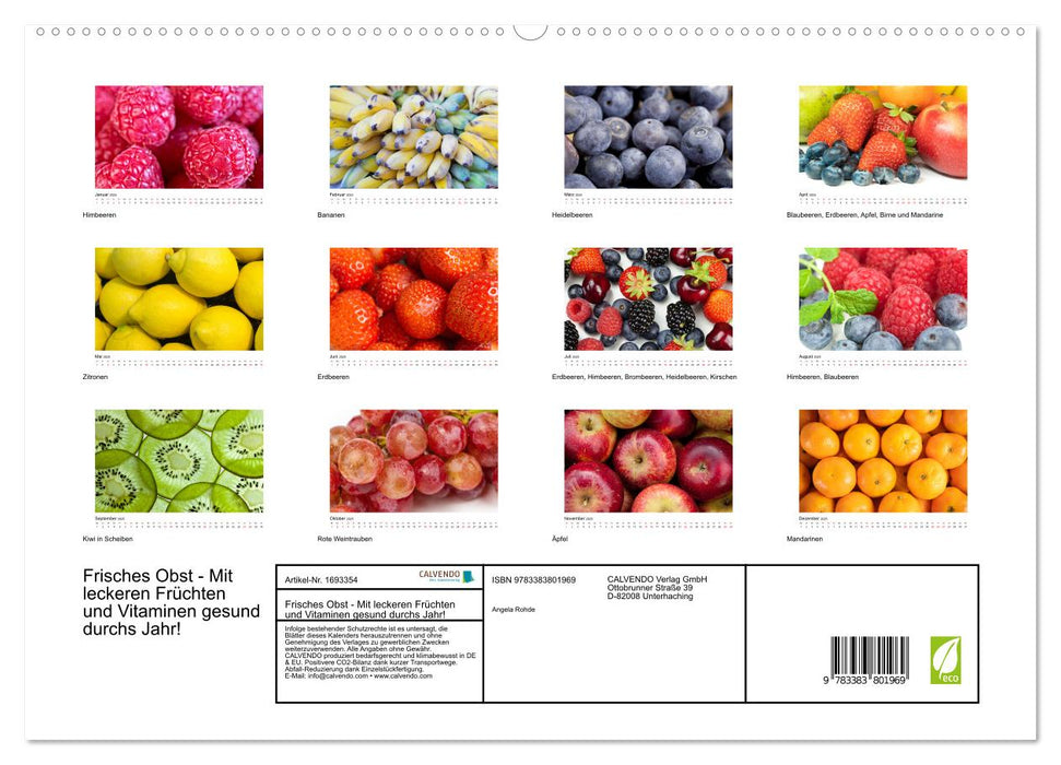 Frisches Obst - Mit leckeren Früchten und Vitaminen gesund durchs Jahr! (CALVENDO Premium Wandkalender 2025)