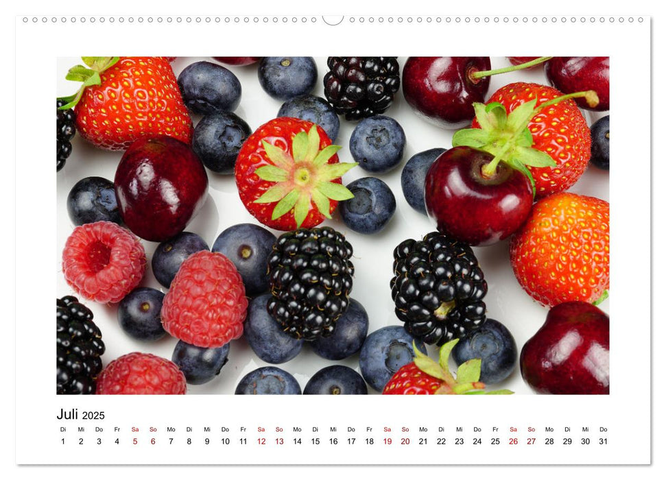 Fruits frais - sains toute l'année avec de délicieux fruits et des vitamines ! (Calendrier mural CALVENDO Premium 2025) 