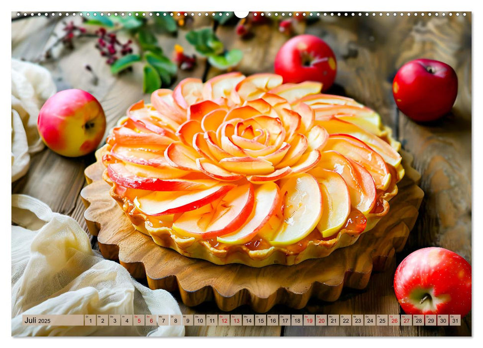 Apfelkuchen satt - Köstliche Kunstwerke aus dem KI-Backofen (CALVENDO Premium Wandkalender 2025)