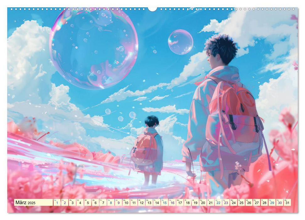 Figuren in einer bunten Welt - Im Anime-Stil (CALVENDO Wandkalender 2025)