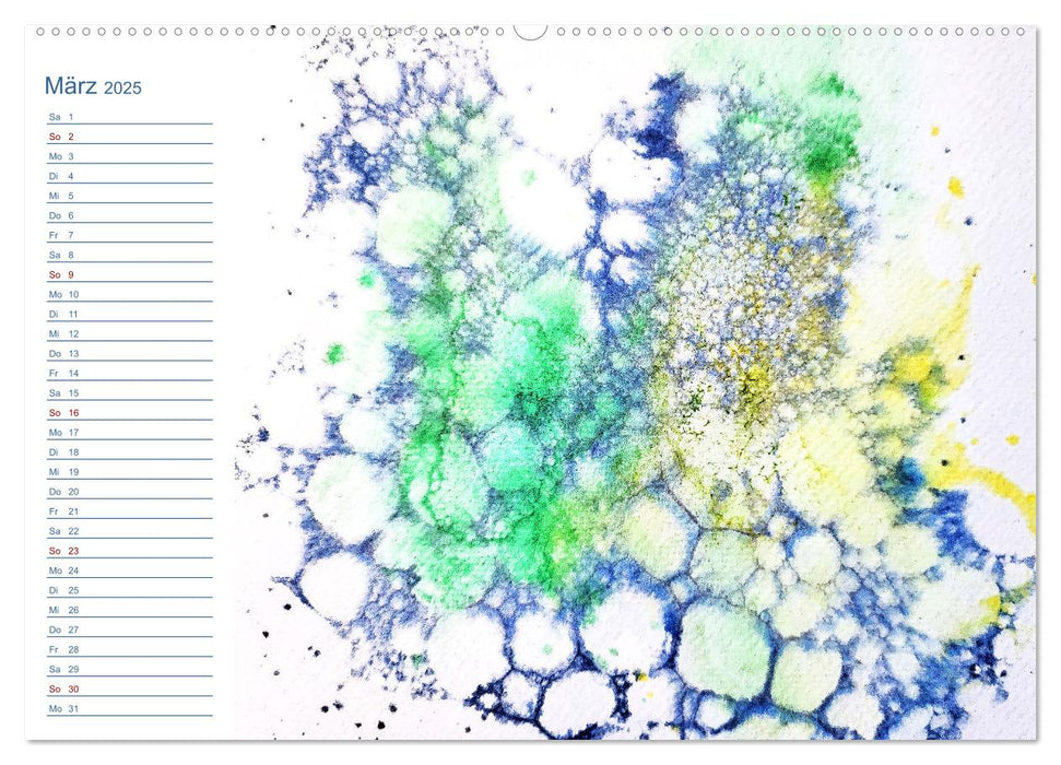Jadegrün und Königsblau - Zauberhafte Aquarellexperimente in Grün und Blau (CALVENDO Wandkalender 2025)