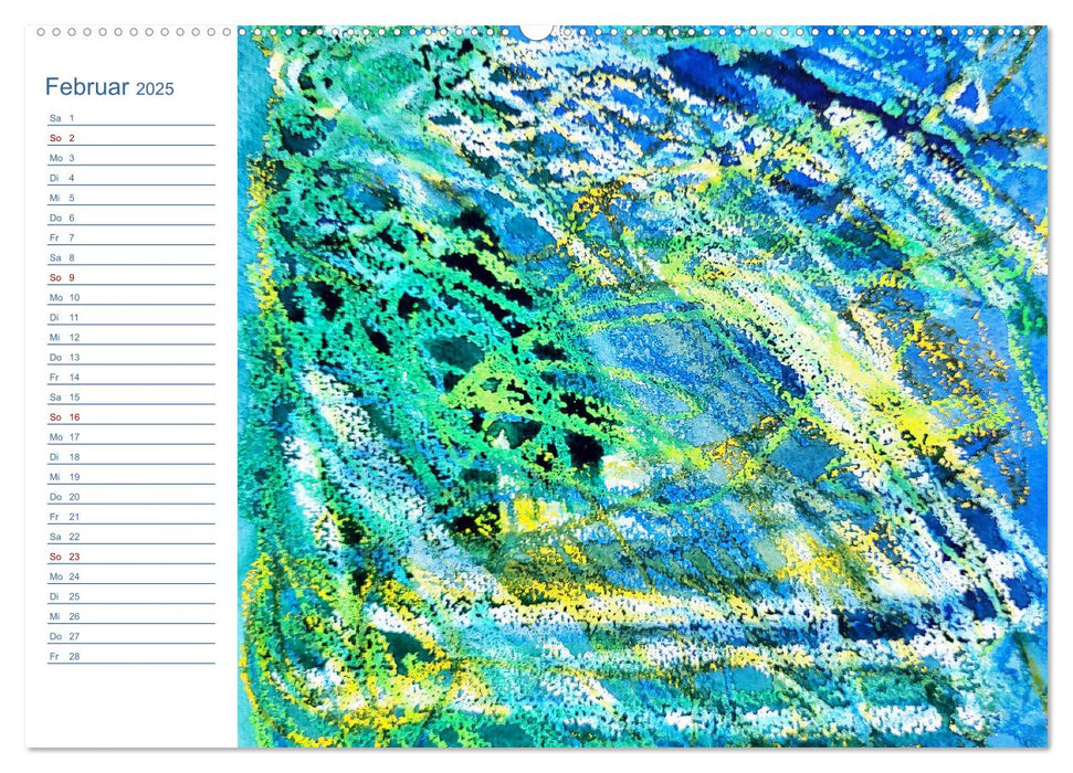 Jadegrün und Königsblau - Zauberhafte Aquarellexperimente in Grün und Blau (CALVENDO Premium Wandkalender 2025)