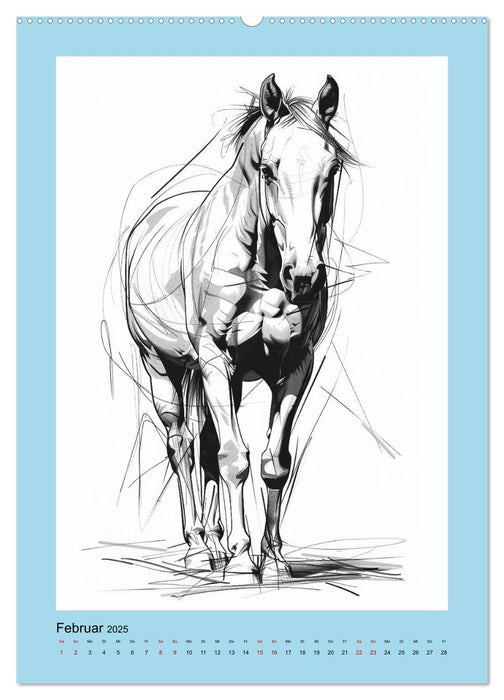 Pferde minimalistisch (CALVENDO Premium Wandkalender 2025)