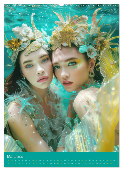 Meerjungfrauen – Entzückende Fabelwesen (CALVENDO Premium Wandkalender 2025)