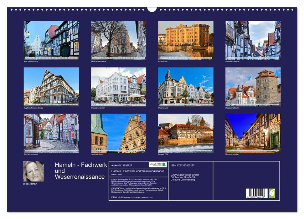 Hameln - Fachwerk und Weserrenaissance (CALVENDO Wandkalender 2025)