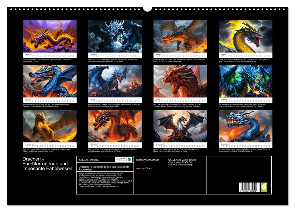 Drachen - Furchterregende und imposante Fabelwesen (CALVENDO Wandkalender 2025)