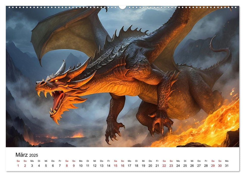 Drachen - Furchterregende und imposante Fabelwesen (CALVENDO Premium Wandkalender 2025)