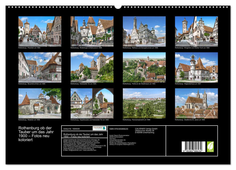 Rothenburg ob der Tauber um das Jahr 1900 – Fotos neu koloriert (CALVENDO Premium Wandkalender 2025)