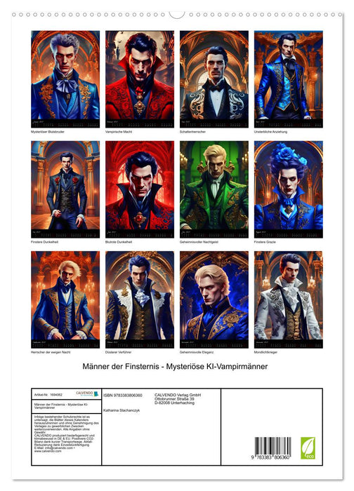 Männer der Finsternis - Mysteriöse KI-Vampirmänner (CALVENDO Premium Wandkalender 2025)