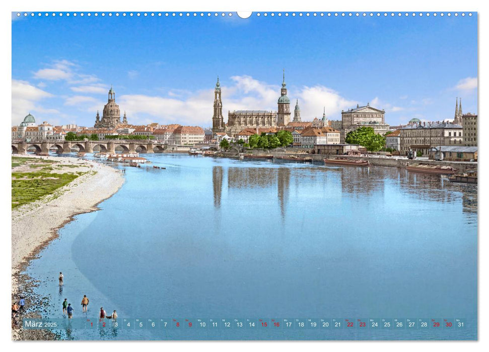 Historisches Dresden um 1900 - Fotos restauriert und koloriert (CALVENDO Premium Wandkalender 2025)