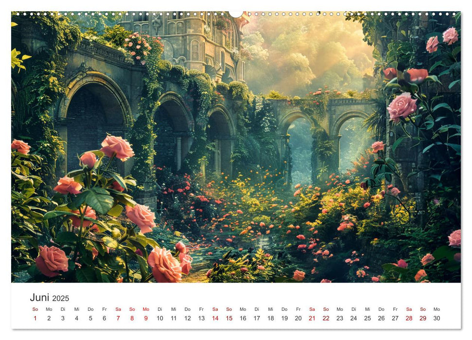 Verwunschene Gärten - Eine Zeitreise (CALVENDO Premium Wandkalender 2025)