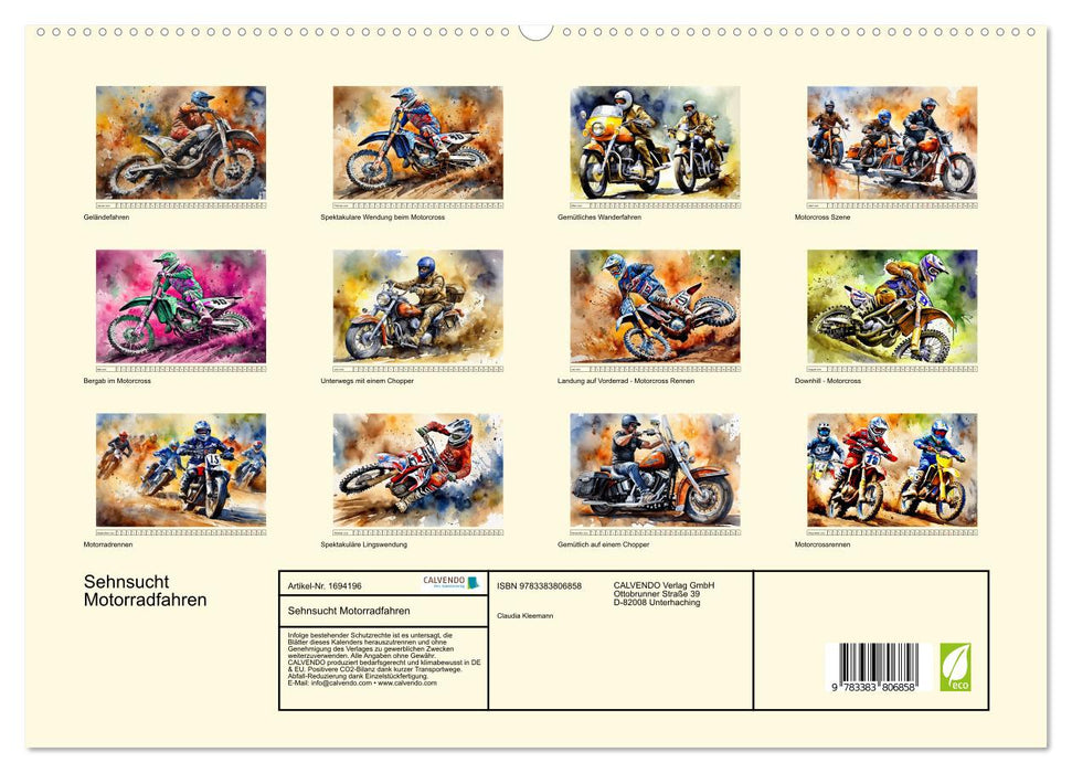 Sehnsucht Motorradfahren (CALVENDO Premium Wandkalender 2025)