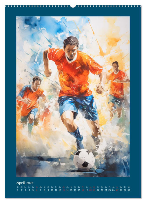 Leidenschaft Fussball. Stadionstimmung im Aquarellstil (CALVENDO Premium Wandkalender 2025)