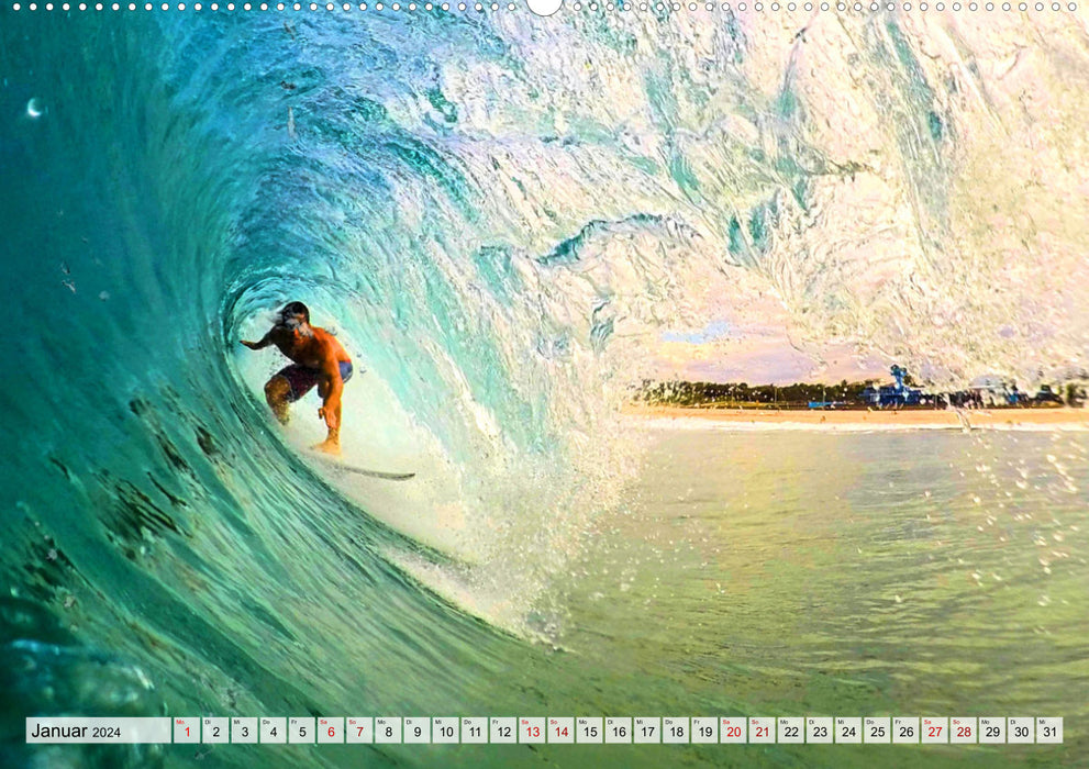 Surfing - from Inside the Barrel (CALVENDO Premium Wall Calendar 2024) 