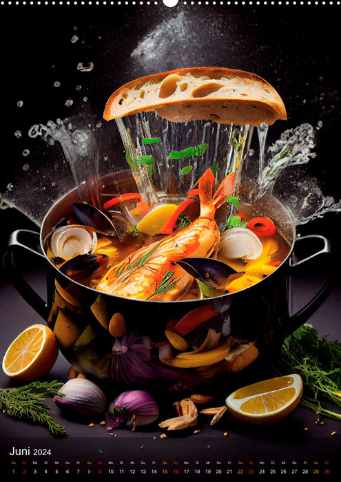 Alimentation - Plats copieux de la cuisine gastronomique (Calendrier mural CALVENDO Premium 2024) 