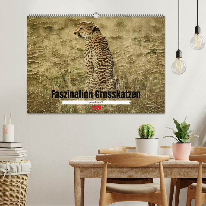 Fascination with big cats painted in oil (CALVENDO wall calendar 2024) 