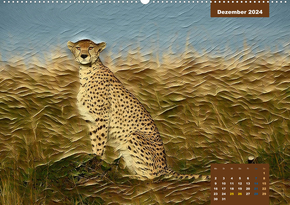 Fascination with big cats painted in oil (CALVENDO wall calendar 2024) 