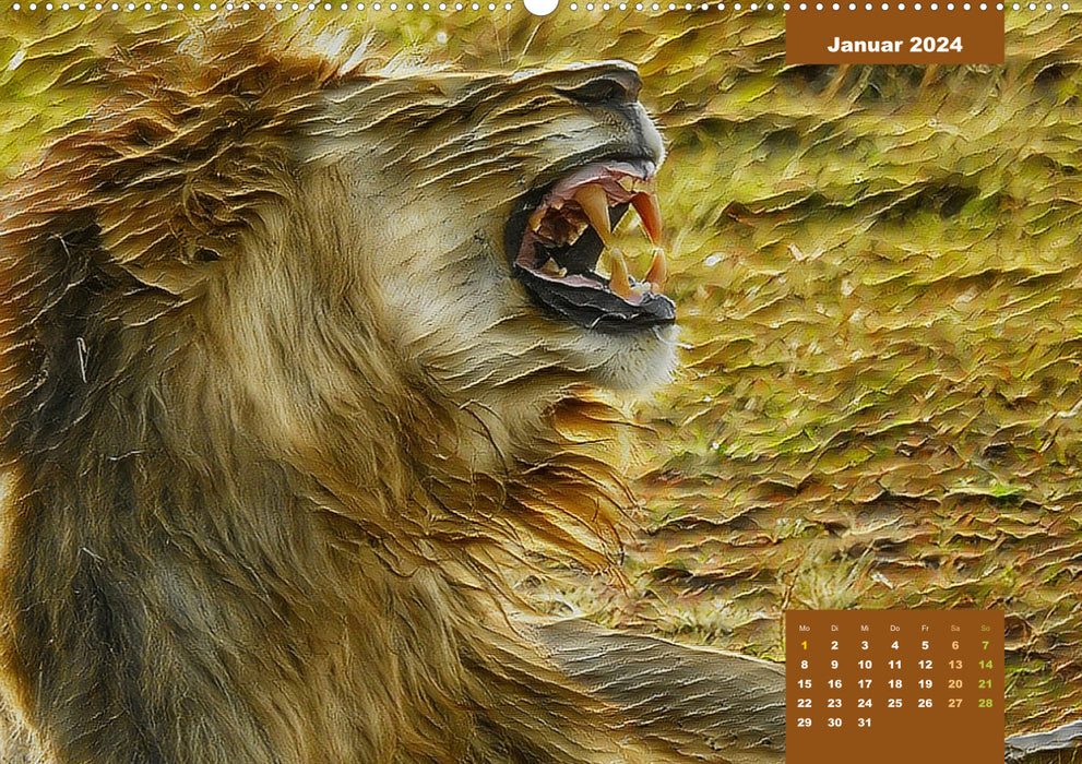 Faszination Grosskatzen gemalt in Öl (CALVENDO Wandkalender 2024)