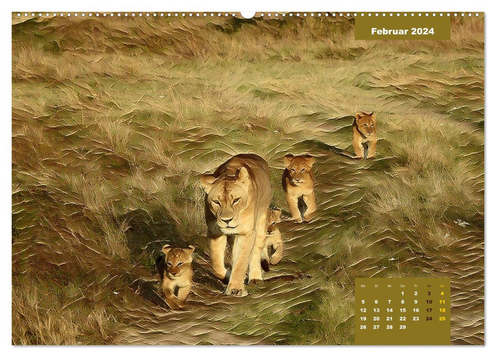 Fascination with big cats painted in oil (CALVENDO wall calendar 2024) 