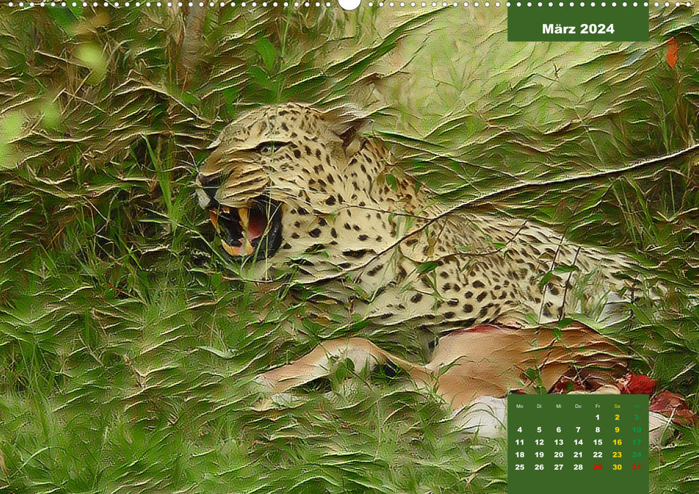 Faszination Grosskatzen gemalt in Öl (CALVENDO Wandkalender 2024)