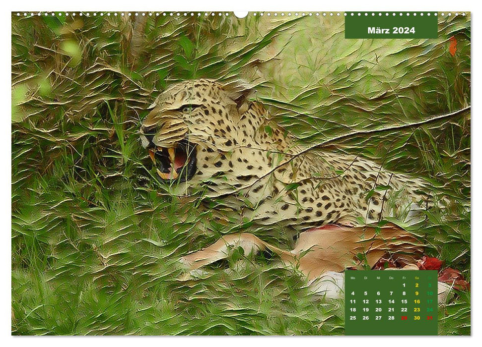 Fascination with big cats painted in oil (CALVENDO wall calendar 2024) 