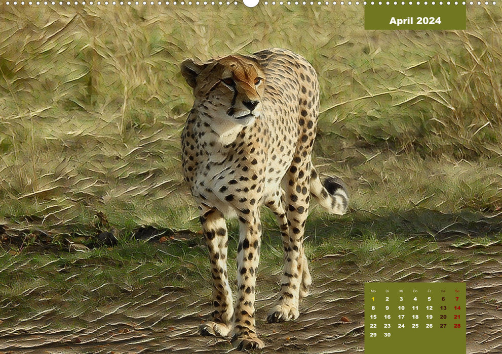 Fascination with big cats painted in oil (CALVENDO wall calendar 2024) 