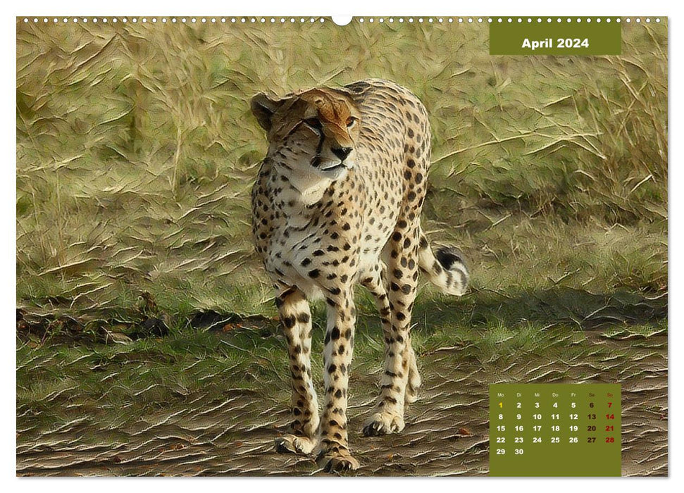 Fascination with big cats painted in oil (CALVENDO wall calendar 2024) 