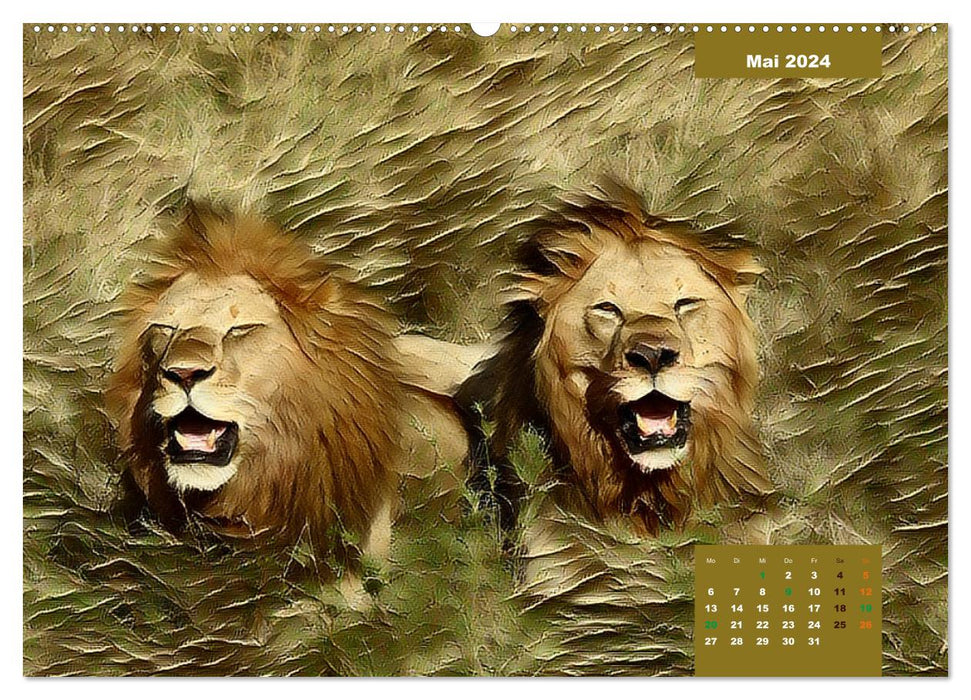 Fascination with big cats painted in oil (CALVENDO wall calendar 2024) 