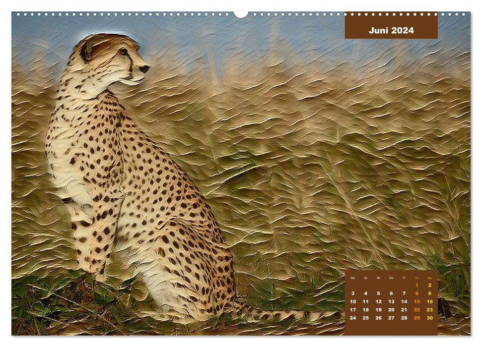 Fascination with big cats painted in oil (CALVENDO wall calendar 2024) 