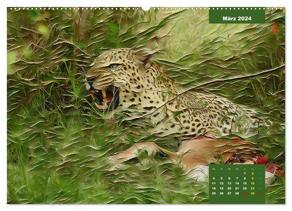 Fascination with big cats painted in oil (CALVENDO Premium Wall Calendar 2024) 