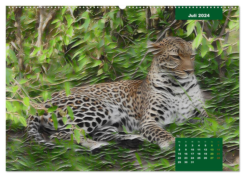 Fascination with big cats painted in oil (CALVENDO Premium Wall Calendar 2024) 