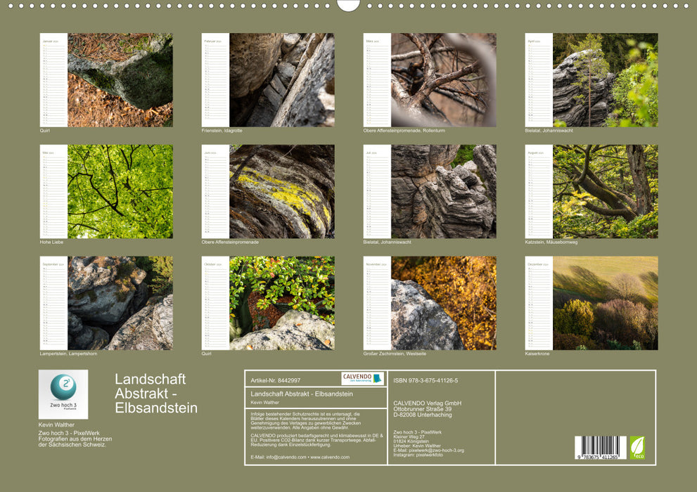 Landscape Abstract - Elbe Sandstone (CALVENDO Wall Calendar 2024) 