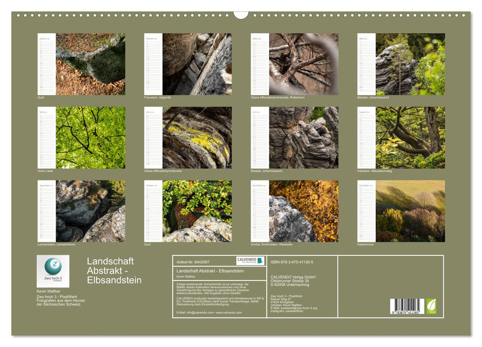 Landscape Abstract - Elbe Sandstone (CALVENDO Wall Calendar 2024) 