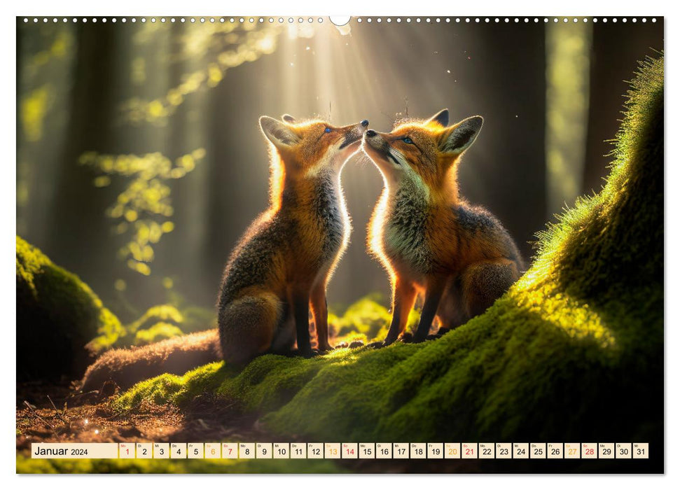 Animaux sauvages mignons - découvrez le monde ensemble (Calendrier mural CALVENDO 2024) 