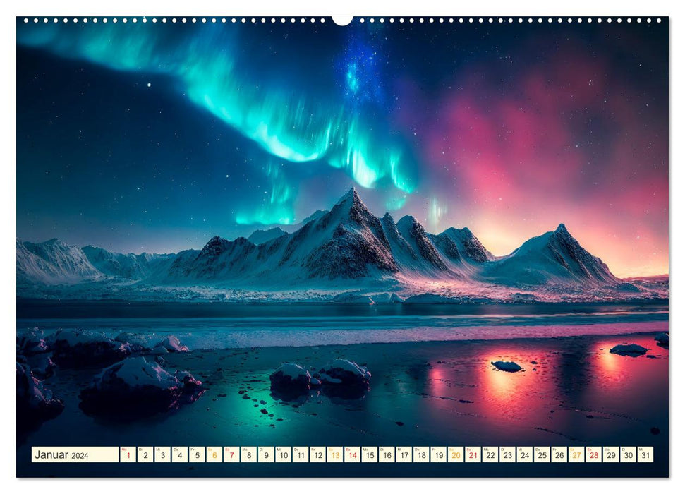 Northern Lights - Aurora Borealis, beautiful and mysterious (CALVENDO wall calendar 2024) 