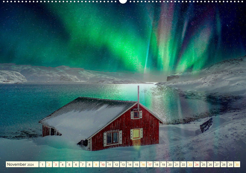 Nordlichter - Aurora Borealis, wunderschön und geheimnisvolll (CALVENDO Premium Wandkalender 2024)