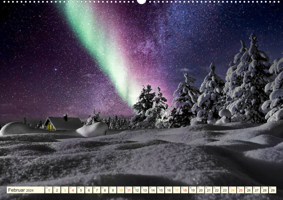 Aurores boréales – Aurores boréales, belles et mystérieuses (Calvendo Premium Wall Calendar 2024) 