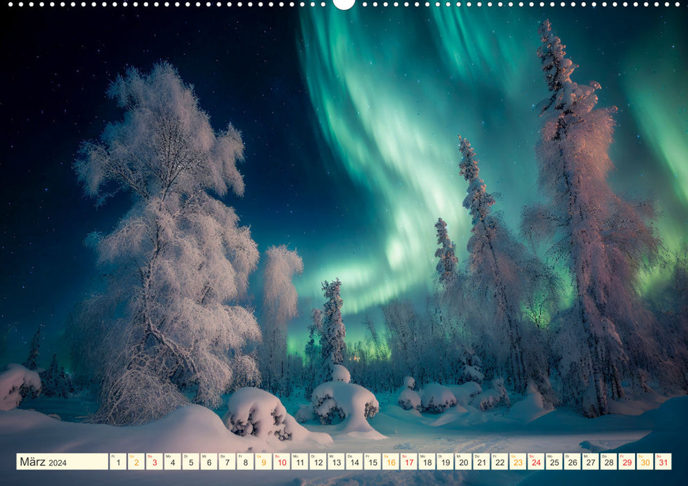 Nordlichter - Aurora Borealis, wunderschön und geheimnisvolll (CALVENDO Premium Wandkalender 2024)