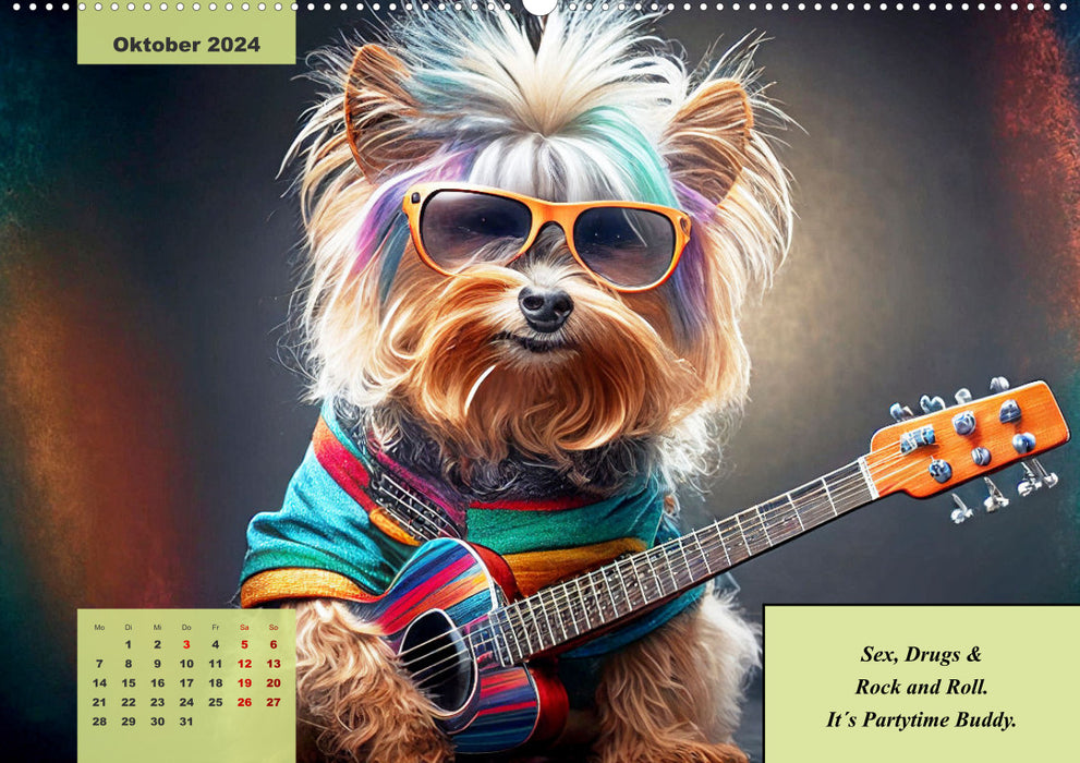 Le calendrier humoristique Yorkshire Terrier (calendrier mural CALVENDO 2024) 