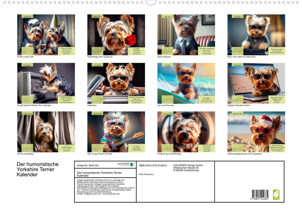 Der humoristische Yorkshire Terrier Kalender (CALVENDO Wandkalender 2024)