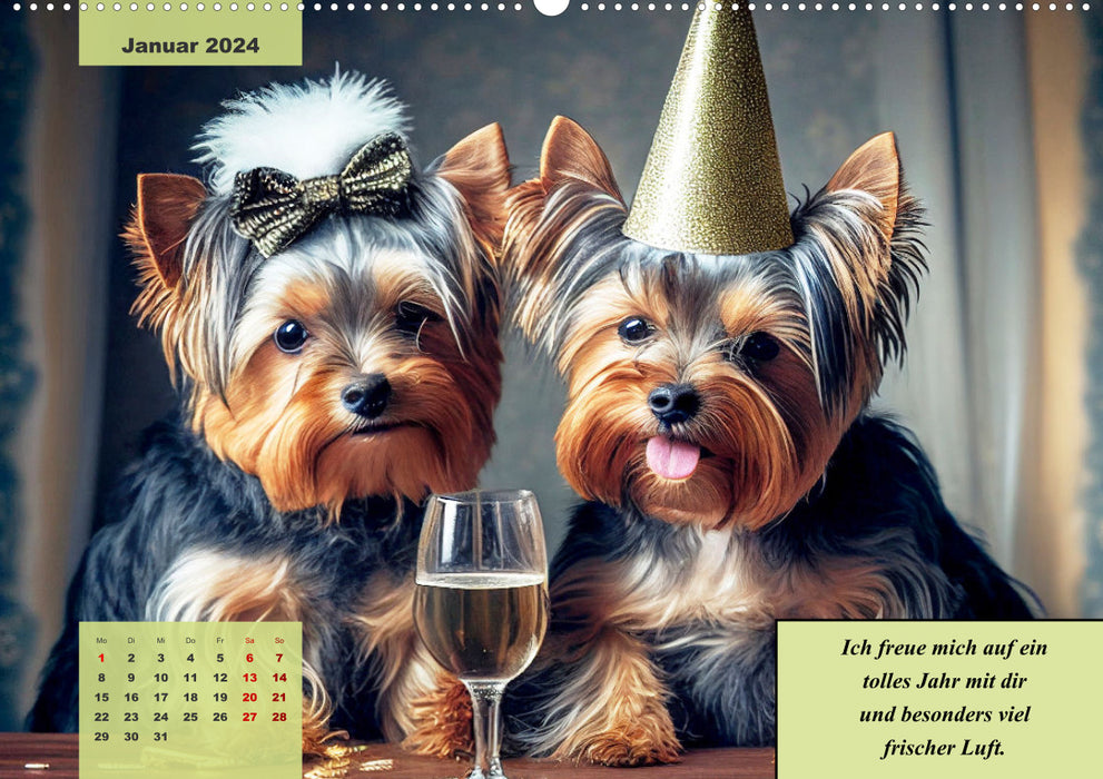 Le calendrier humoristique Yorkshire Terrier (calendrier mural CALVENDO 2024) 