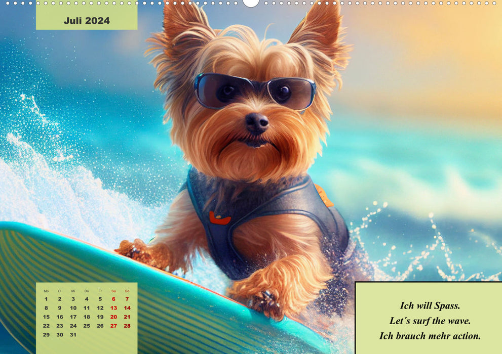 Le calendrier humoristique Yorkshire Terrier (calendrier mural CALVENDO 2024) 