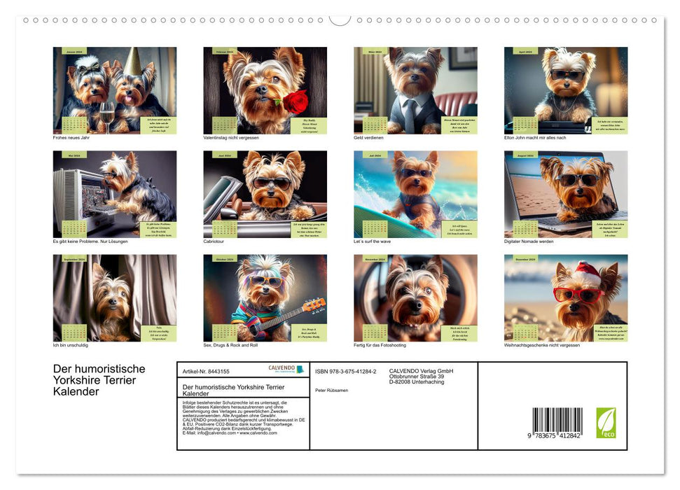 The humorous Yorkshire Terrier calendar (CALVENDO Premium Wall Calendar 2024) 