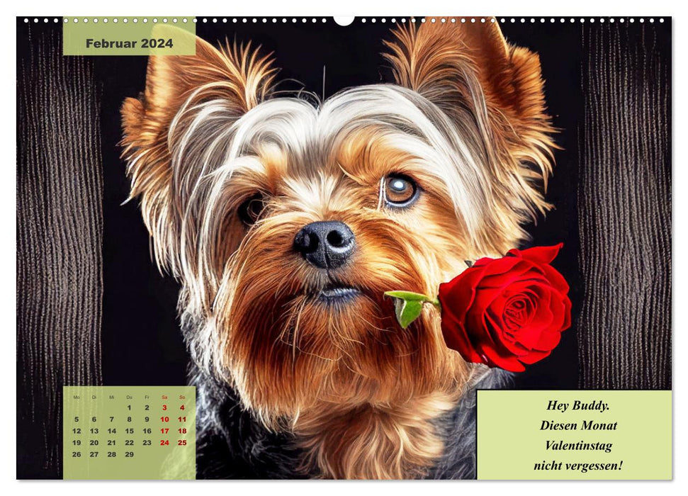 Der humoristische Yorkshire Terrier Kalender (CALVENDO Premium Wandkalender 2024)