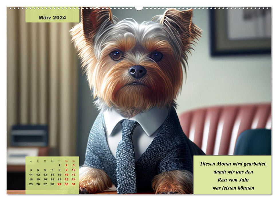 Der humoristische Yorkshire Terrier Kalender (CALVENDO Premium Wandkalender 2024)