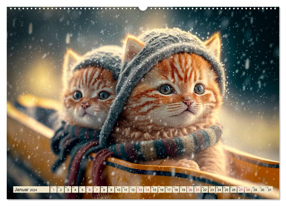 Katzen Freunde (CALVENDO Premium Wandkalender 2024)