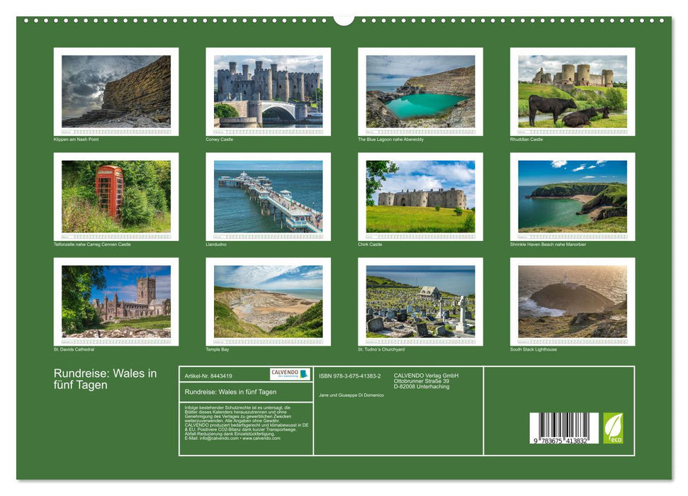 Rundreise: Wales in fünf Tagen (CALVENDO Premium Wandkalender 2024)