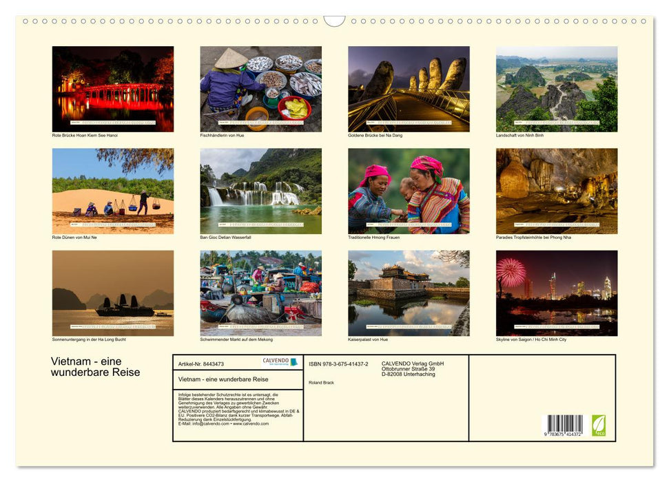 Vietnam - eine wunderbare Reise (CALVENDO Wandkalender 2024)